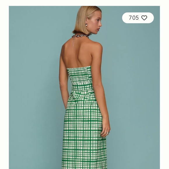 Maeve Strapless Belted Midi Dress green motif - Picture 3 of 13